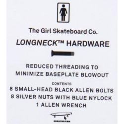 GIRL LONGNECK ALLEN HARDWARE 0.875" (SET OF 8) – SKATEBOARD MOUNTING BOLTS