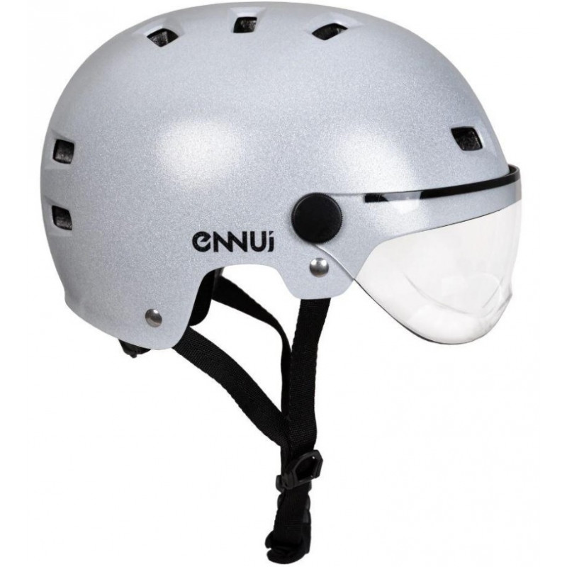 Ennui Clash White Stars Helmet – Certified Roller Derby Helmet with Flip-Up Shield