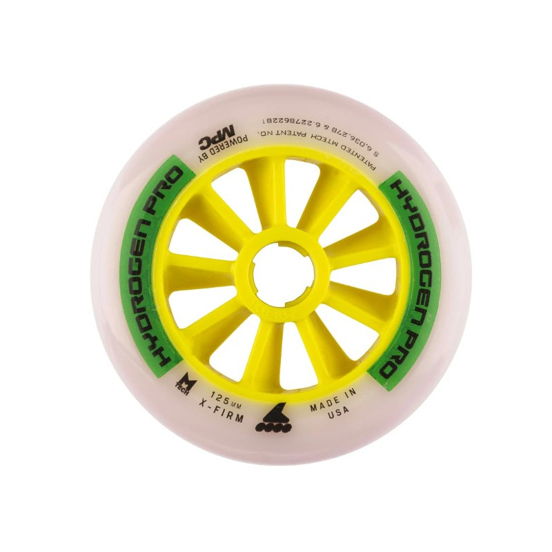 Roue Rollerblade Hydrogen Pro 125mm X-Firm Blanc/Vert – Roue de Marathon Haute Performance