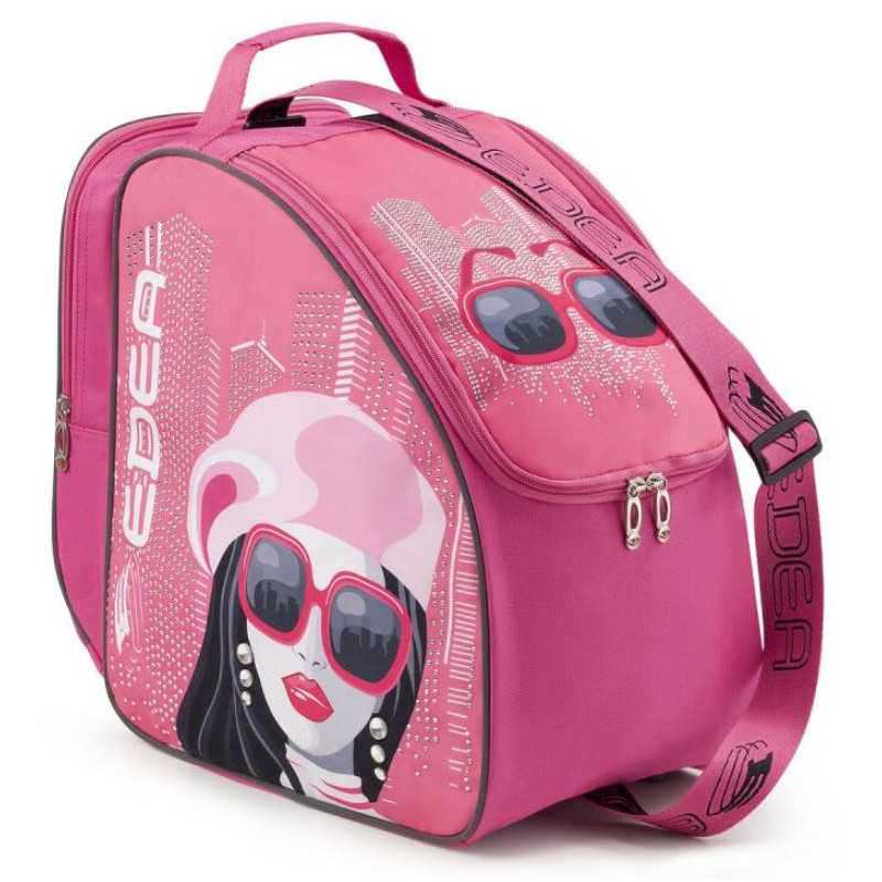 Sac De Duffel Edea With Me Bag – 9 Poches, Poignées Fourrure Amovibles, Tressé Blanc, Bleu Ciel – Idéal Patinage & Voyage