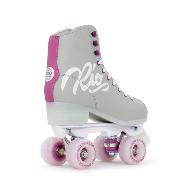 Rio Roller Script Quad Skates – Gris / Violet | Patins Vegan Confortables