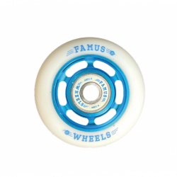 Famus 64 mm / 92A 6 Spokes Inline Skate Wheels x4 Blue/White