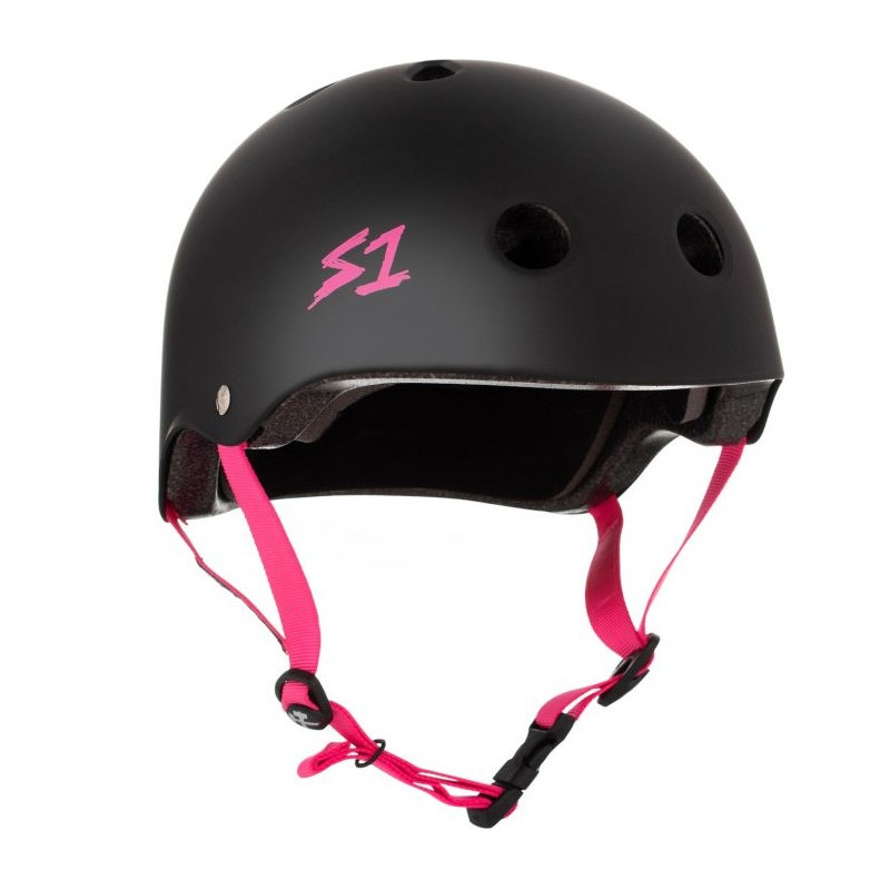 S-ONE Lifer Helmet Black Matte Pink Straps