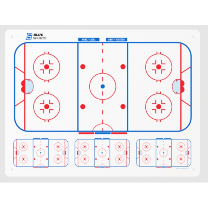 Topo coach rigide Blue Sport 61 x 81 cm – Tableau tactique hockey glace