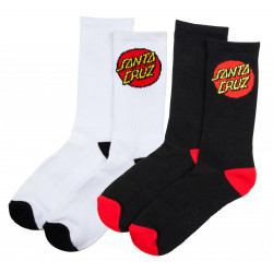 Santa Cruz Youth Classic Dot Socks 2 Pack White & Black