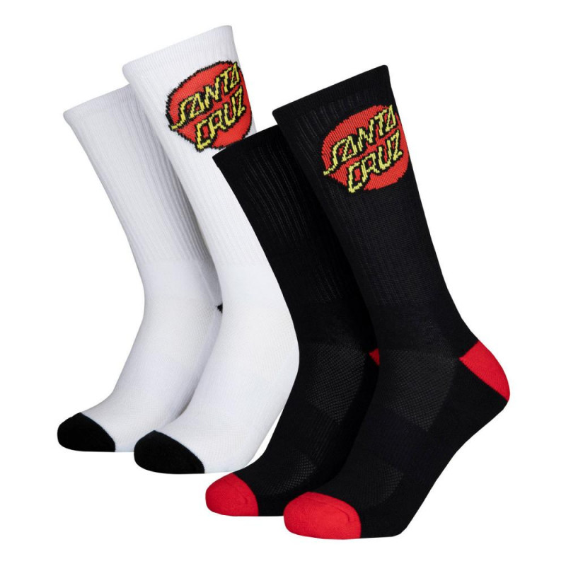 Santa Cruz Youth Classic Dot Socks 2 Pack Blanc & Noir