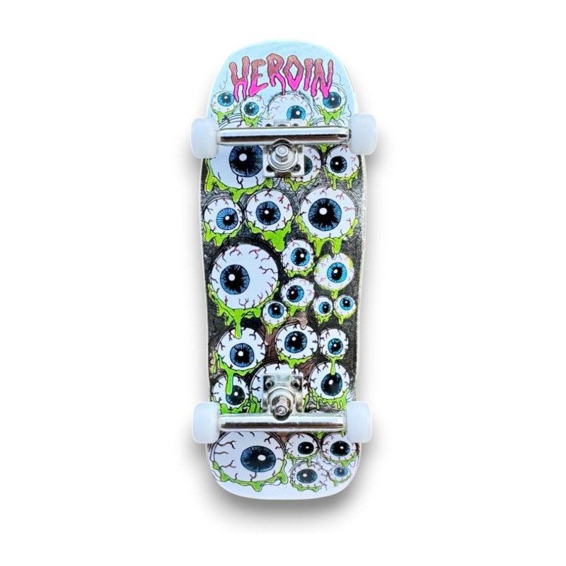Custom Pro X Heroin Eyes Fingerboard Complete 34mm Wooden Silver