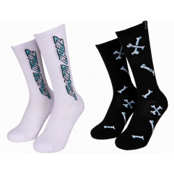 Santa Cruz Salba Bones Socks 2 Pack Black & White