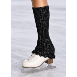 Black Lurex Figure Skating Leg Warmers 36 cm