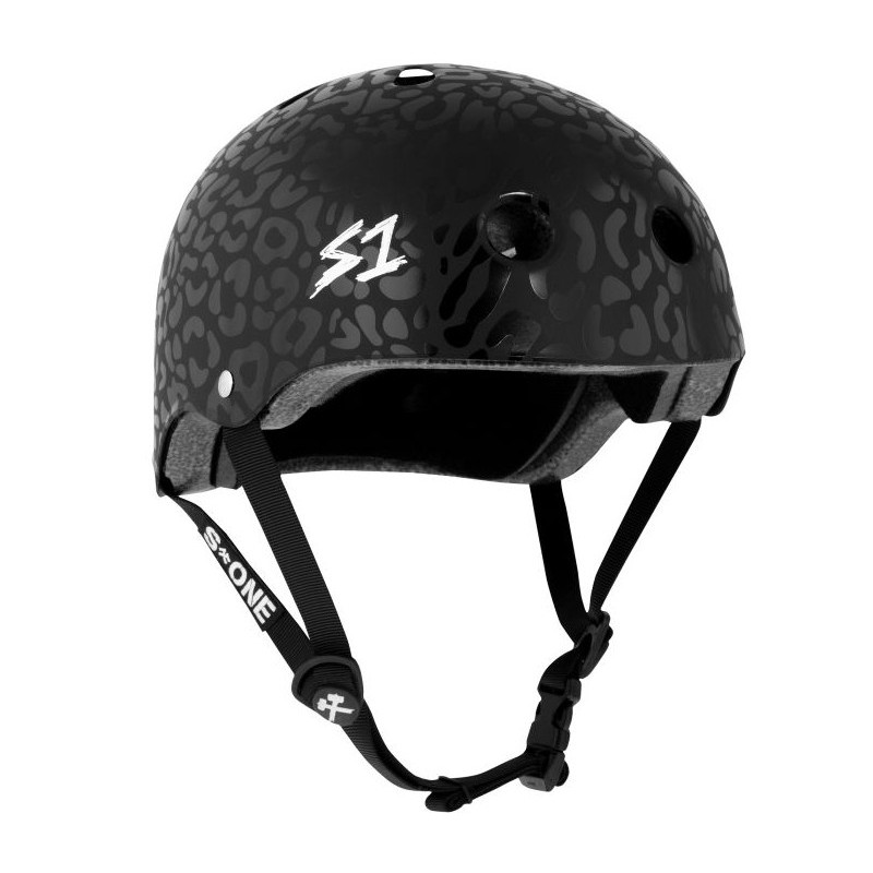 S1 Lifer Black on Black Leopard Matte Certified Skate Helmet