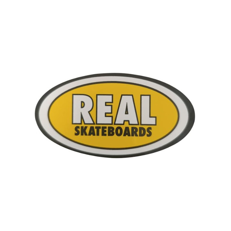 REAL Skateboards Yellow Logo Sticker 10.3 x 5.4 cm
