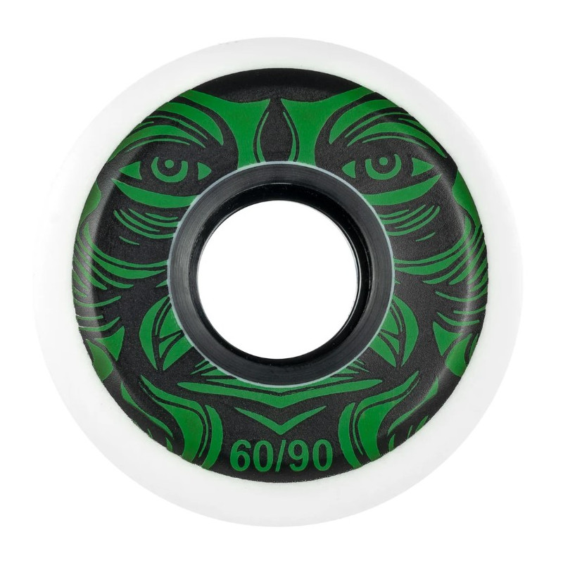 Kaltik Green Face Aggressive Inline Wheels 60mm 90A Green White (4-Pack)