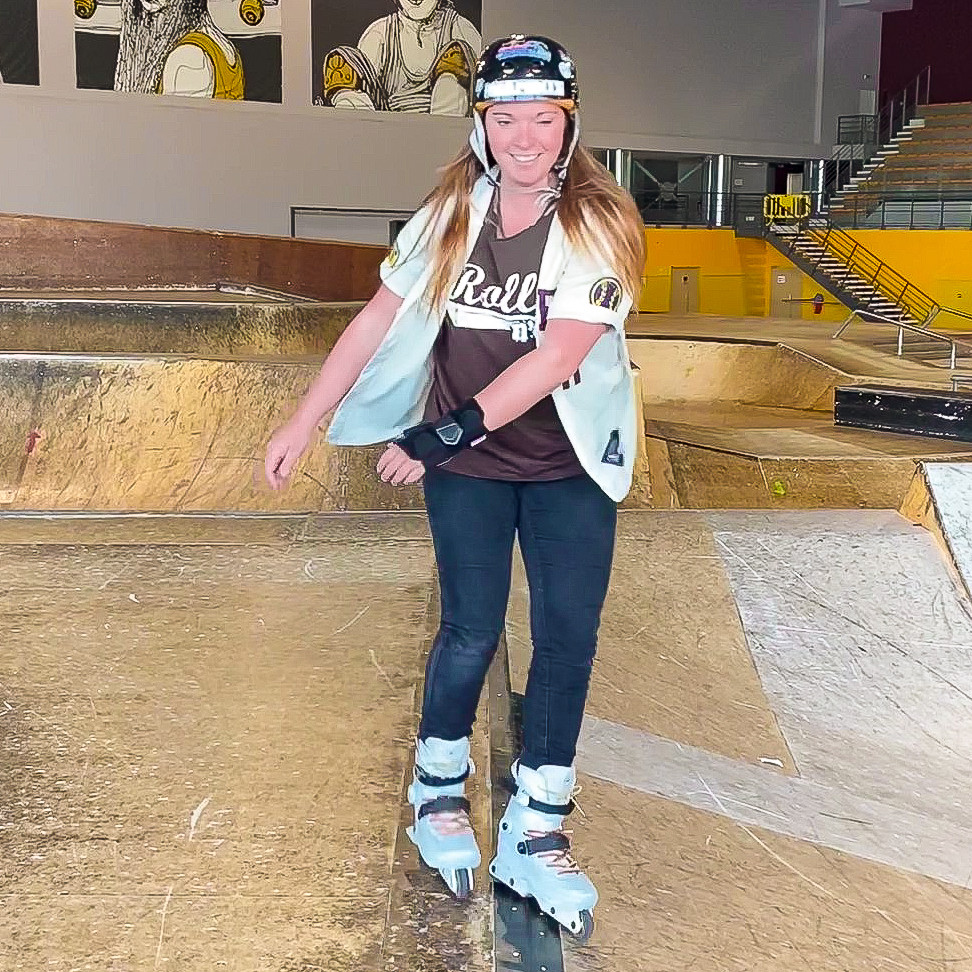 Aggressive skates rider, she recently had her own pro-model at Famus Wheel brand and she "Does it right or doesn't do it".